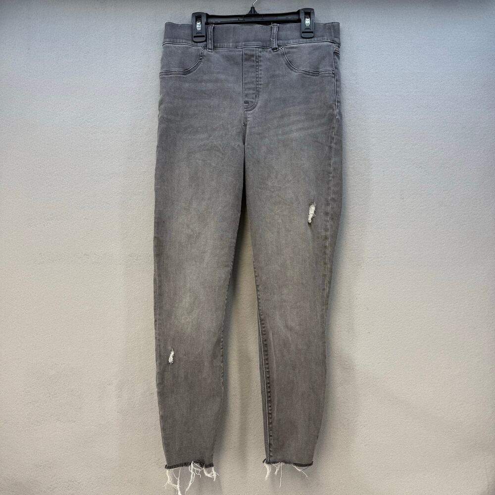 Spanx Jeans Women's M Grey Skinny Distressed Raw Hem
